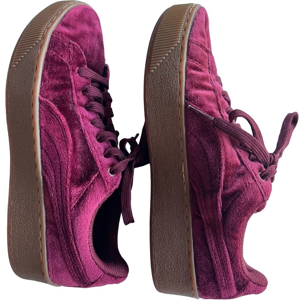 Puma Vikky Women’s Sneakers Burgundy Suede Lace Up Platform Size 6